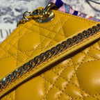 Christian Dior Mini Lady Dior Bag 18cm with Chain Silver Hardware Lambskin Leather Spring/Summer Collection, Yellow