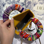 Christian Dior Mini Lady Dior Bag 18cm with Chain Silver Hardware Lambskin Leather Spring/Summer Collection, Yellow