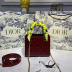 Christian Dior Mini Lady Dior Bag 18cm with Chain Gold Hardware Patent Leather Spring/Summer Collection, Burgundy