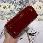 Christian Dior Mini Lady Dior Bag 18cm with Chain Gold Hardware Patent Leather Spring/Summer Collection, Burgundy
