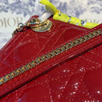 Christian Dior Mini Lady Dior Bag 18cm with Chain Gold Hardware Patent Leather Spring/Summer Collection, Burgundy