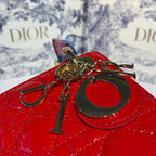 Christian Dior Mini Lady Dior Bag 18cm with Chain Gold Hardware Patent Leather Spring/Summer Collection, Red