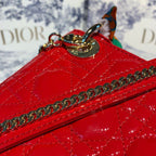 Christian Dior Mini Lady Dior Bag 18cm with Chain Gold Hardware Patent Leather Spring/Summer Collection, Red