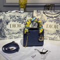 Christian Dior Mini Lady Dior Bag 18cm with Chain Silver Hardware Patent Leather Spring/Summer Collection, Deep Blue