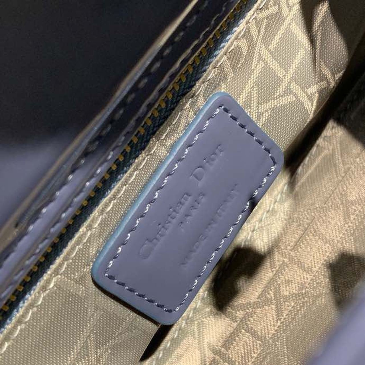 Christian Dior Mini Lady Dior Bag 18cm with Chain Silver Hardware Patent Leather Spring/Summer Collection, Deep Blue