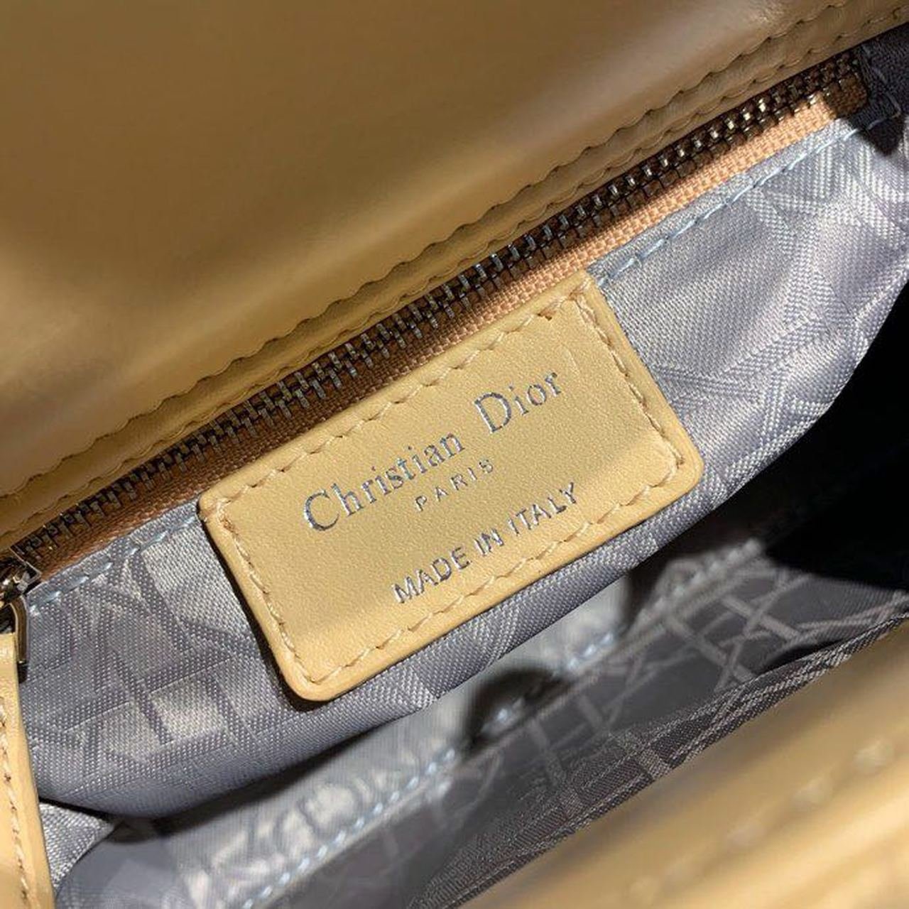 Christian Dior Mini Lady Dior Bag 18cm with Chain Silver Hardware Lambskin Leather Spring/Summer Collection, Beige