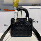 Christian Dior Lady Dior Bag 20cm Gold Hardware Lambskin Leather Spring/Summer Collection, Black