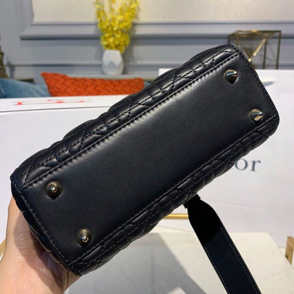 Christian Dior Lady Dior Bag 20cm Gold Hardware Lambskin Leather Spring/Summer Collection, Black