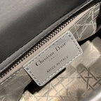 Christian Dior Mini Lady Dior Bag 18cm with Chain and Embellished Bag Strap Silver Hardware Lambskin Leather Spring/Summer Collection, Pearl Grey