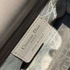 Christian Dior Mini Lady Dior Bag 18cm with Chain and Embellished Bag Strap Silver Hardware Lambskin Leather Spring/Summer Collection, Grey