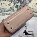 Christian Dior Mini Lady Dior Bag 18cm with Chain and Embellished Bag Strap Silver Hardware Lambskin Leather Spring/Summer Collection, Pink