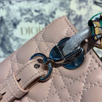 Christian Dior Lady Dior Bag 20cm Silver Hardware with Embellished Bag Strap Lambskin Leather Spring/Summer Collection