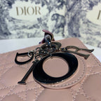 Christian Dior Lady Dior Bag 20cm Silver Hardware with Embellished Bag Strap Lambskin Leather Spring/Summer Collection