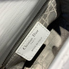 Christian Dior Mini Lady Dior Bag 18cm with Chain and Embellished Bag Strap Silver Hardware Lambskin Leather Spring/Summer Collection, White