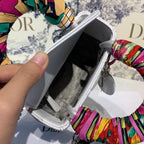 Christian Dior Mini Lady Dior Bag 18cm with Chain and Embellished Bag Strap Silver Hardware Lambskin Leather Spring/Summer Collection, White