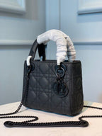 Christian Dior Mini Lady Dior Bag 18cm with Chain Matte Hardware Lambskin Leather Spring/Summer Collection, Black