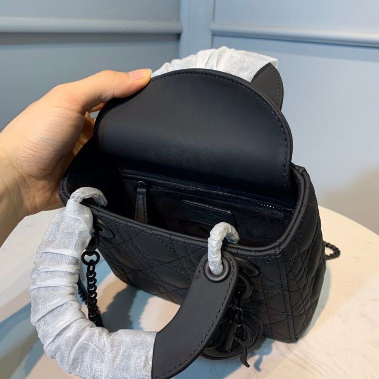 Christian Dior Mini Lady Dior Bag 18cm with Chain Matte Hardware Lambskin Leather Spring/Summer Collection, Black