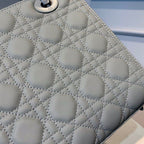 Christian Dior Lady Dior Bag 24cm Matte Hardware Lambskin Leather Spring/Summer Collection, Pewter Blue