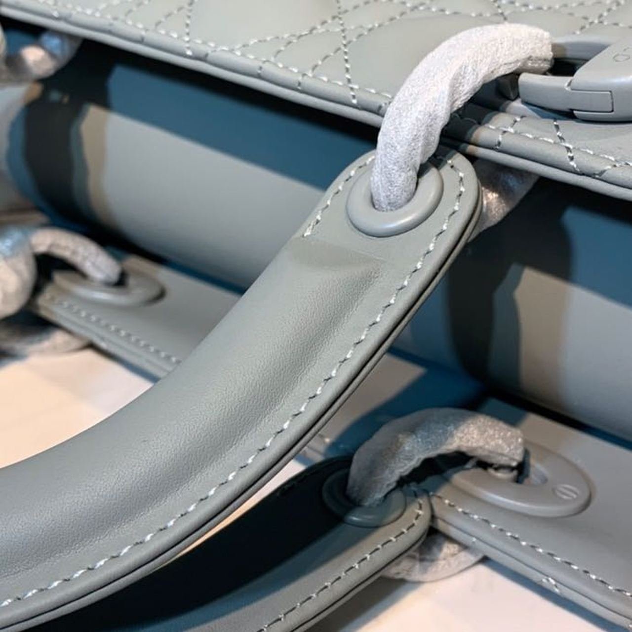 Christian Dior Lady Dior Bag 24cm Matte Hardware Lambskin Leather Spring/Summer Collection, Pewter Blue