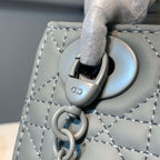 Christian Dior Mini Lady Dior Bag 18cm with Chain Matte Hardware Lambskin Leather Spring/Summer Collection, Pewter Blue