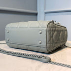 Christian Dior Mini Lady Dior Bag 18cm with Chain Matte Hardware Lambskin Leather Spring/Summer Collection, Pewter Blue
