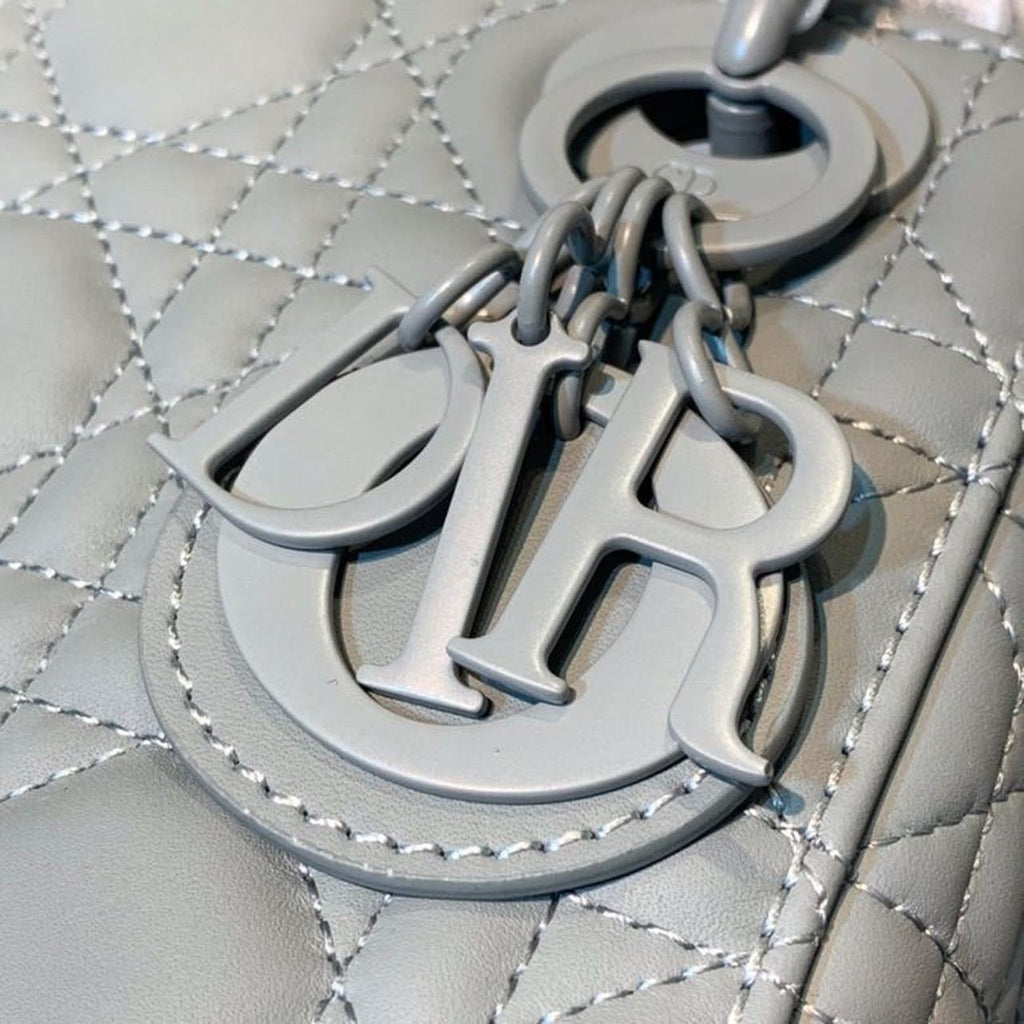 Christian Dior Mini Lady Dior Bag 18cm with Chain Matte Hardware Lambskin Leather Spring/Summer Collection, Pewter Blue