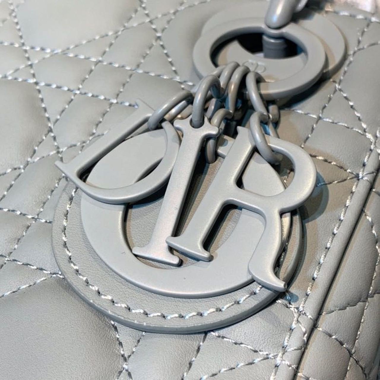 Christian Dior Mini Lady Dior Bag 18cm with Chain Matte Hardware Lambskin Leather Spring/Summer Collection, Pewter Blue
