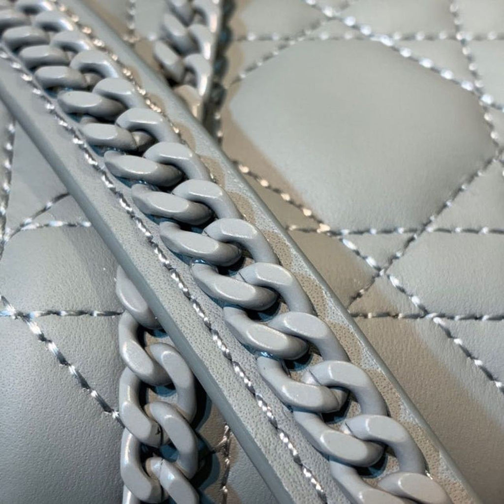 Christian Dior Mini Lady Dior Bag 18cm with Chain Matte Hardware Lambskin Leather Spring/Summer Collection, Pewter Blue