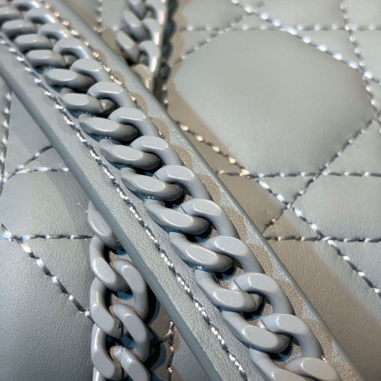 Christian Dior Mini Lady Dior Bag 18cm with Chain Matte Hardware Lambskin Leather Spring/Summer Collection, Pewter Blue