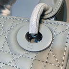 Christian Dior Mini Lady Dior Bag 18cm with Chain Matte Hardware Lambskin Leather Spring/Summer Collection, Pewter Blue