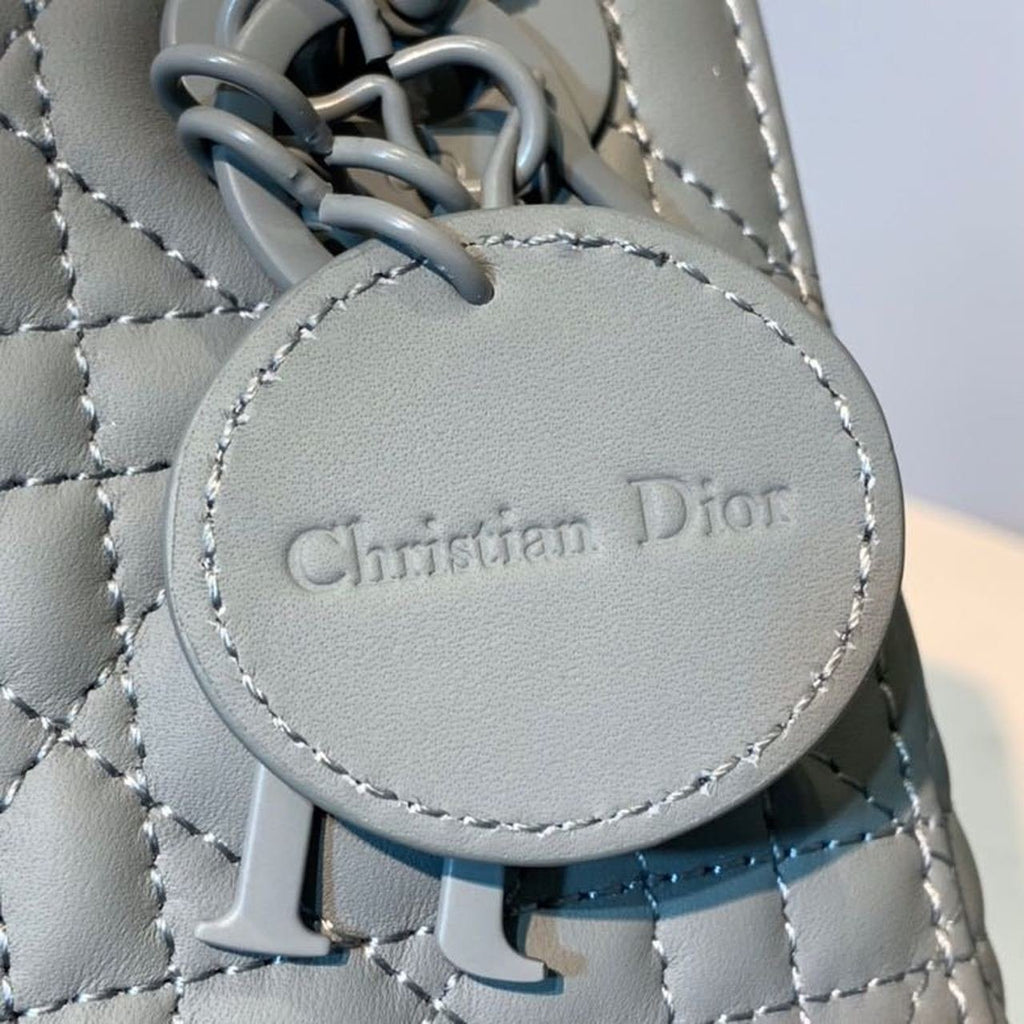 Christian Dior Mini Lady Dior Bag 18cm with Chain Matte Hardware Lambskin Leather Spring/Summer Collection, Pewter Blue