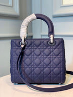 Christian Dior Lady Dior Bag 24cm Matte Hardware Lambskin Leather Spring/Summer Collection, Midnight Blue