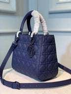 Christian Dior Lady Dior Bag 24cm Matte Hardware Lambskin Leather Spring/Summer Collection, Midnight Blue