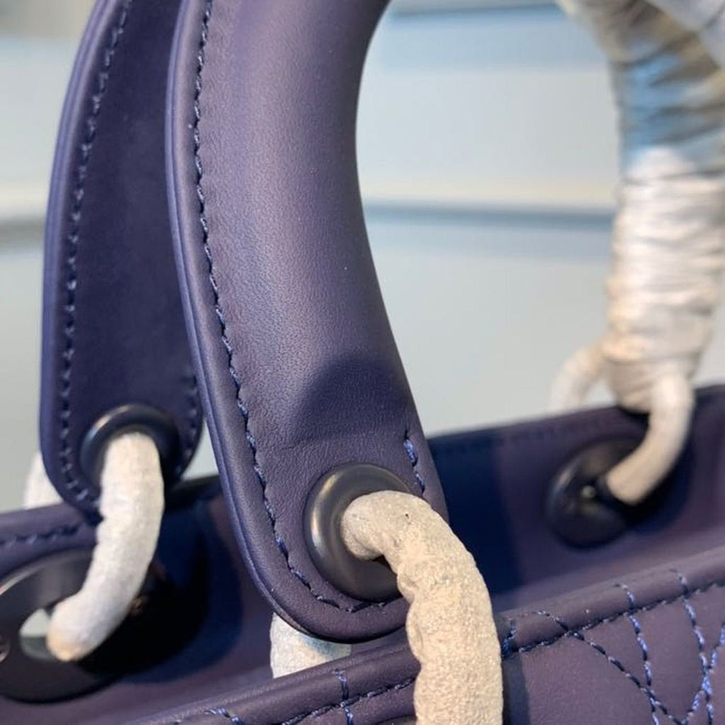 Christian Dior Lady Dior Bag 24cm Matte Hardware Lambskin Leather Spring/Summer Collection, Midnight Blue