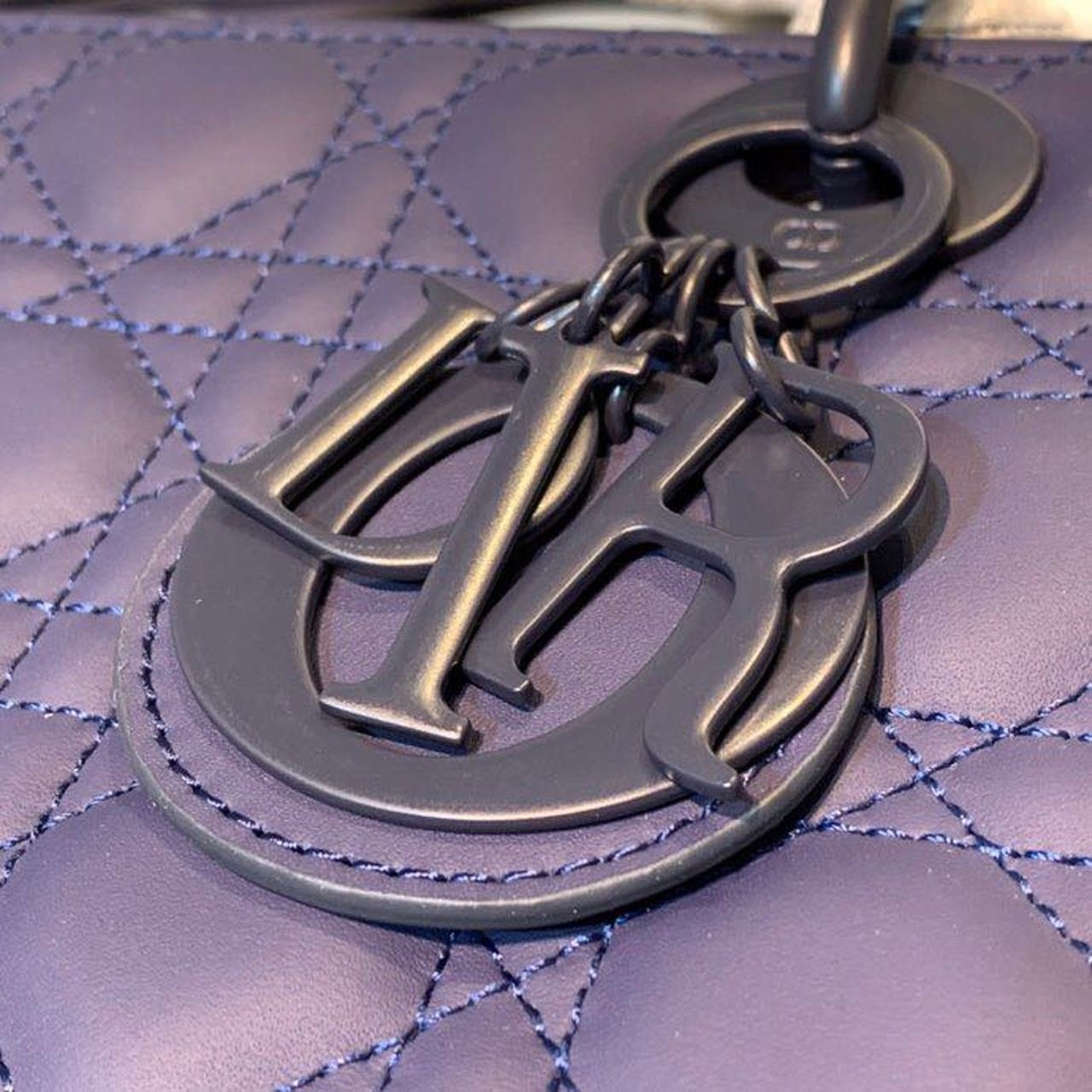 Christian Dior Lady Dior Bag 24cm Matte Hardware Lambskin Leather Spring/Summer Collection, Midnight Blue