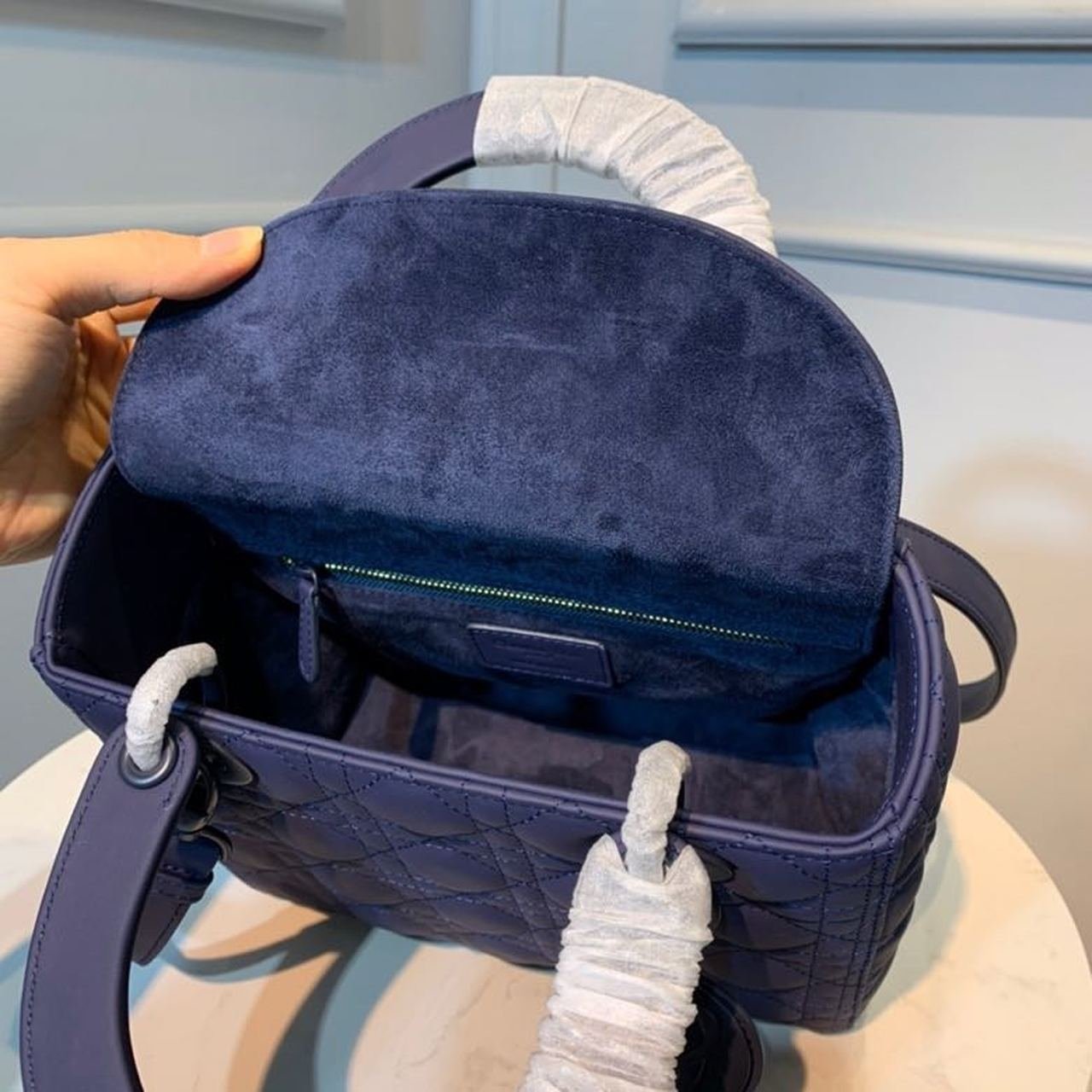 Christian Dior Lady Dior Bag 24cm Matte Hardware Lambskin Leather Spring/Summer Collection, Midnight Blue
