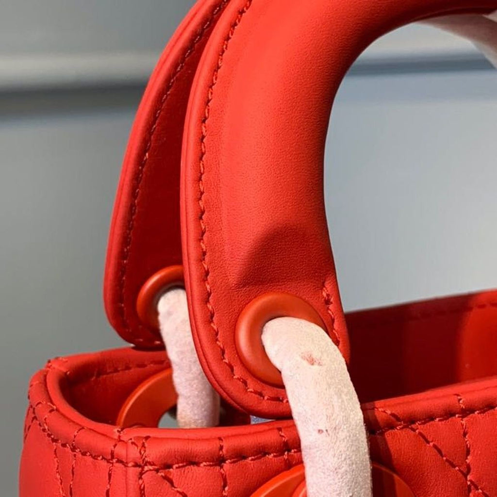 Christian Dior Mini Lady Dior Bag 18cm with Chain Matte Hardware Lambskin Leather Spring/Summer Collection, Red