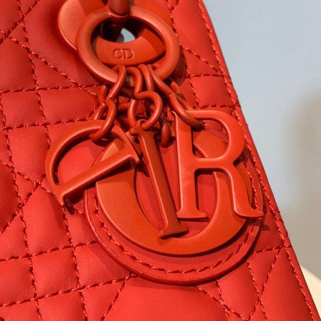 Christian Dior Mini Lady Dior Bag 18cm with Chain Matte Hardware Lambskin Leather Spring/Summer Collection, Red