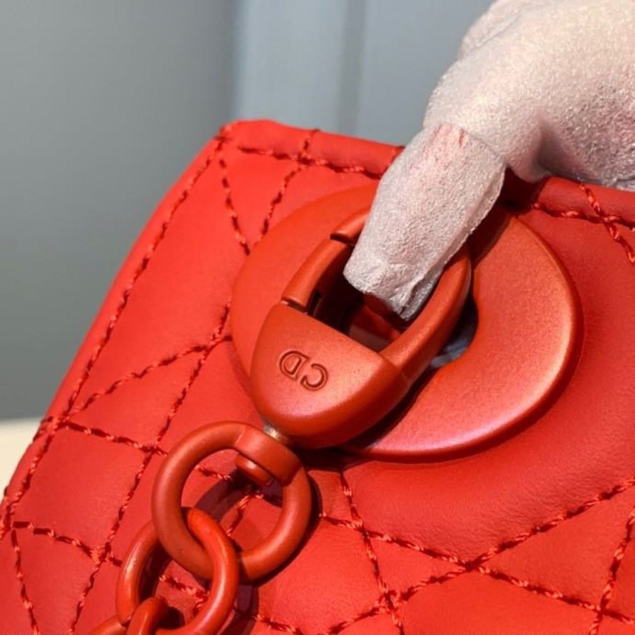 Christian Dior Mini Lady Dior Bag 18cm with Chain Matte Hardware Lambskin Leather Spring/Summer Collection, Red