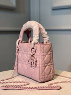 Christian Dior Mini Lady Dior Bag 18cm with Chain Matte Hardware Lambskin Leather Spring/Summer Collection, Powder Pink