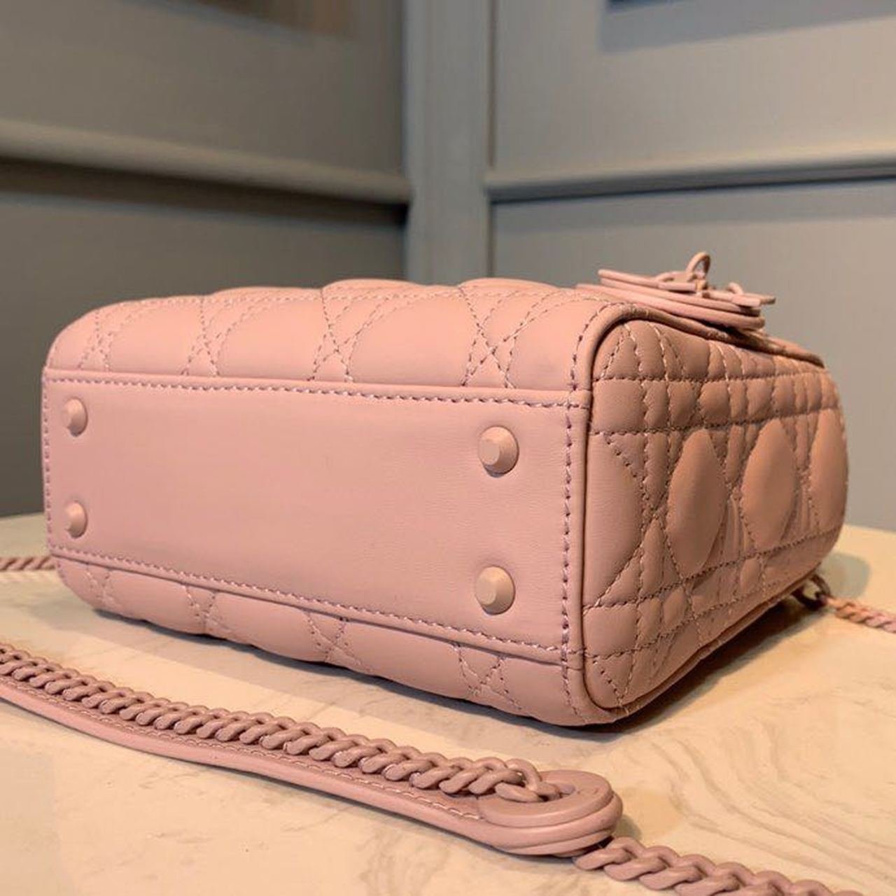 Christian Dior Mini Lady Dior Bag 18cm with Chain Matte Hardware Lambskin Leather Spring/Summer Collection, Powder Pink