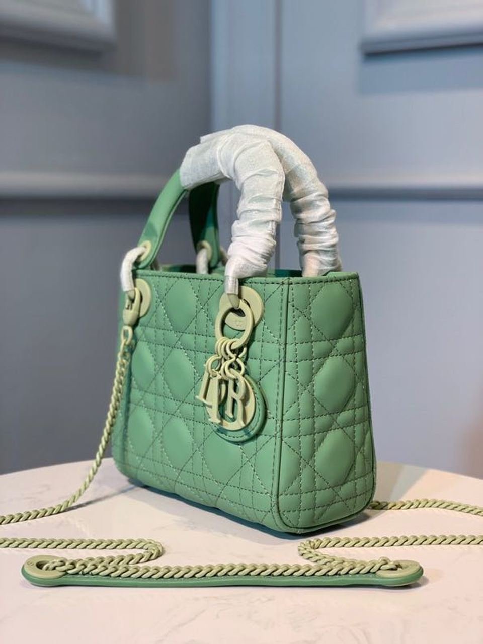 Christian Dior Mini Lady Dior Bag 18cm with Chain Matte Hardware Lambskin Leather Spring/Summer Collection, Spring Green
