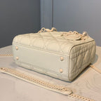 Christian Dior Mini Lady Dior Bag 18cm with Chain Matte Hardware Lambskin Leather Spring/Summer Collection, Ivory
