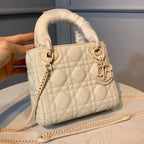 Christian Dior Mini Lady Dior Bag 18cm with Chain Matte Hardware Lambskin Leather Spring/Summer Collection, Ivory