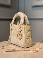 Christian Dior Mini Lady Dior Bag 18cm with Chain Matte Hardware Lambskin Leather Spring/Summer Collection, Ivory