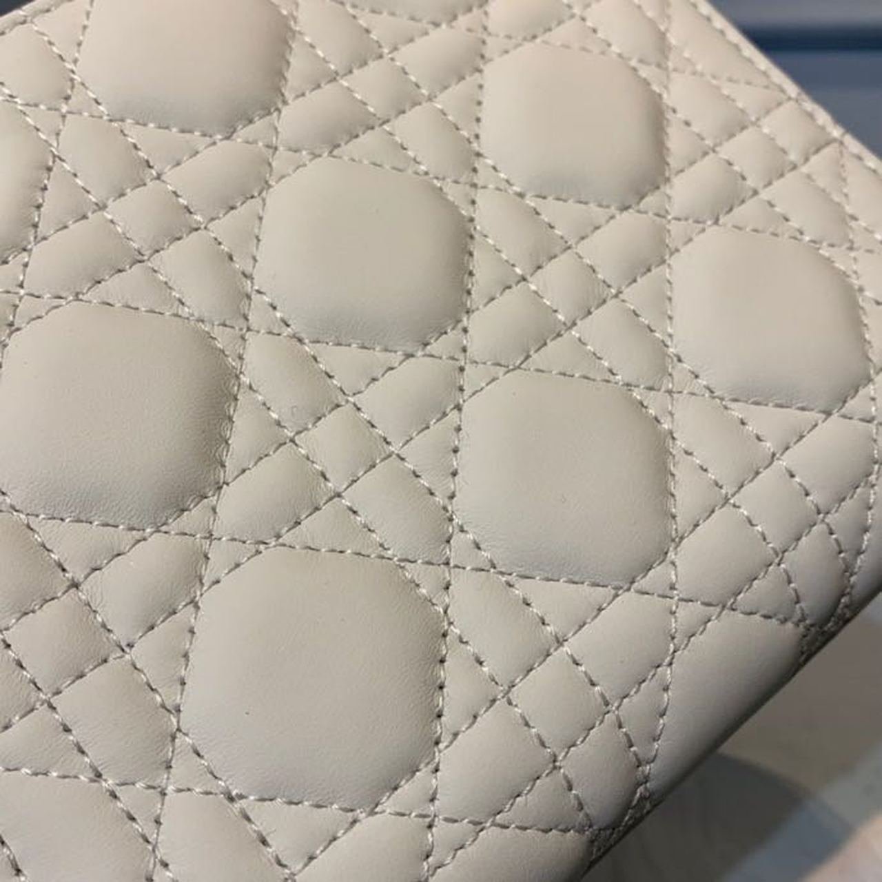 Christian Dior Mini Lady Dior Bag 18cm with Chain Matte Hardware Lambskin Leather Spring/Summer Collection, Ivory