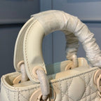 Christian Dior Mini Lady Dior Bag 18cm with Chain Matte Hardware Lambskin Leather Spring/Summer Collection, Ivory