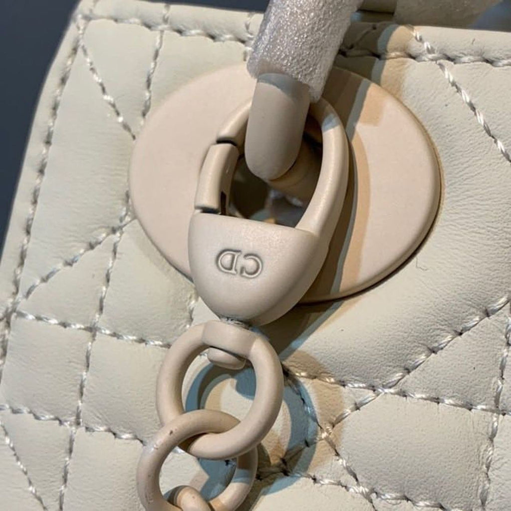 Christian Dior Mini Lady Dior Bag 18cm with Chain Matte Hardware Lambskin Leather Spring/Summer Collection, Ivory