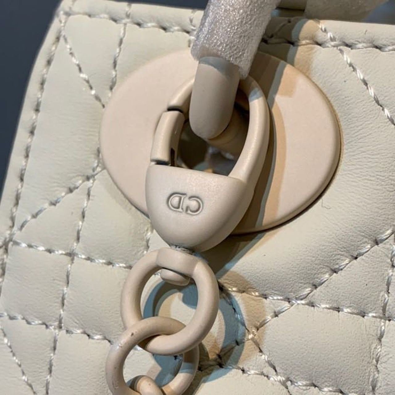 Christian Dior Mini Lady Dior Bag 18cm with Chain Matte Hardware Lambskin Leather Spring/Summer Collection, Ivory