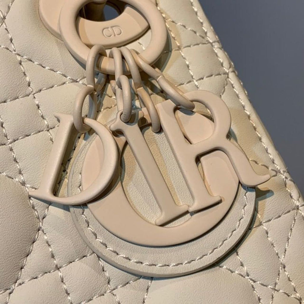 Christian Dior Mini Lady Dior Bag 18cm with Chain Matte Hardware Lambskin Leather Spring/Summer Collection, Ivory